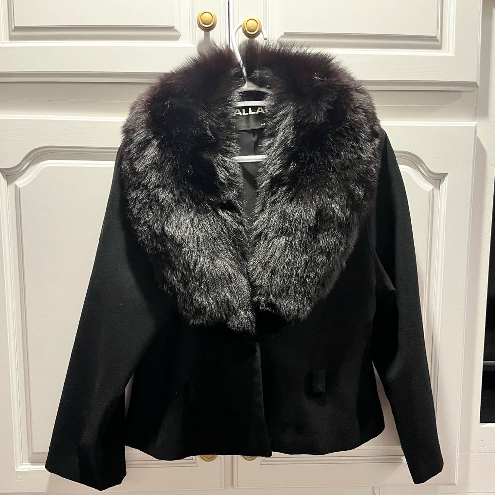 Vintage Gallant Black Blazer with Fur Collar Size 12